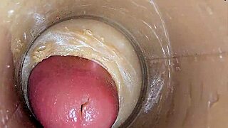 internal cam catches super thick creampie flooding juicy wet vagina up close