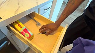 sneaky guy rips hole in curvy ebony's yoga pants for huge ass pounding