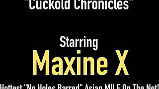 Asian performer maxine x explores with toy in solo session.