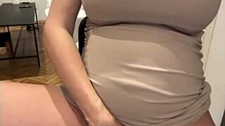 milf with milky tits sucks cock and flashes swollen pussy