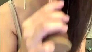 milf with milky tits sucks cock and flashes swollen pussy