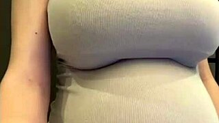 milf with milky tits sucks cock and flashes swollen pussy