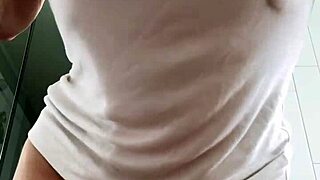 wanna see this oiled brunette flash big clit pussy in wet t-shirt