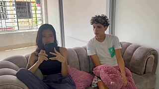 guy takes advantage of distraction to pound petite girl hard and deep