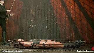 BOUND LEATHER BALLET BOOTS SLAVE GAGGED CHOKED AND TORMENTED BRUTALLY