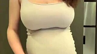 milf with milky tits sucks cock and flashes swollen pussy