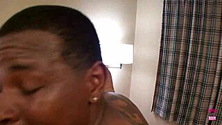 chunky ebony babe with big tits and tattoos enjoys deepthroat, doggystyle, and missionary all night