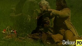 good looking cowboy seduces smoking hot blonde teen for outdoor passion