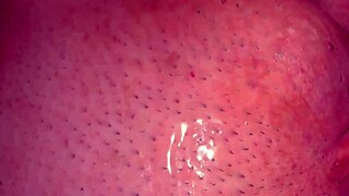 Amateur shaved pink pussy glistens 252 days post-virginity loss up close