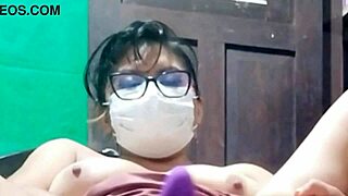 horny babe rams vibrator deep in pussy for squirting orgasms