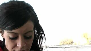 Brunette teen sucks massive black cock hungrily 😈