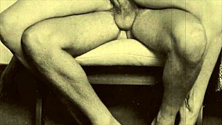 Vintage hairy pussy tempts in swinging sixties shadows