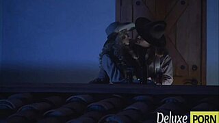 good looking cowboy seduces smoking hot blonde teen for outdoor passion