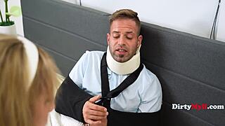 Danni Jones tricked by boss into office handjob and tit play with mature curves