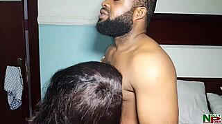 Ebony Babe Rides Big Black Monster Cock in Bed with Friend