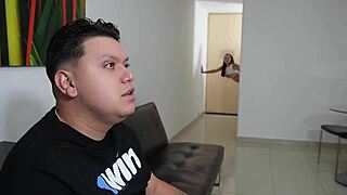 plumber fucks sexy colombian while hubby watches game