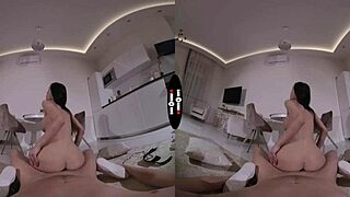 in this dark room vr, that good-hearted girl with big tits gives the sloppiest pov handjob ever