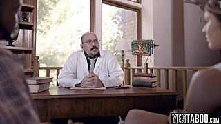 pervy doctor spies petite milf patients fucking wildly in hospital