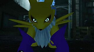 renamon takes hard public outdoor railing