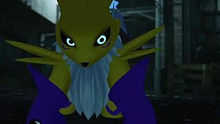 renamon takes hard public outdoor railing