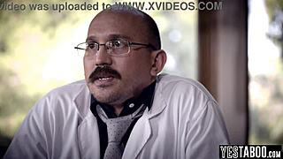 pervy doctor spies petite milf patients fucking wildly in hospital