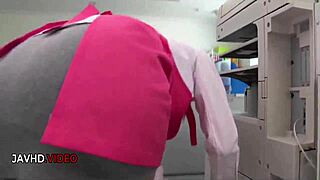 Chihiro Akino's hardcore office blowjob ends in hot JAV creampie