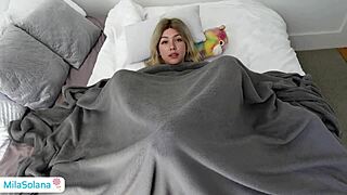 blonde babe begs for release but gets bondage creampie pounding