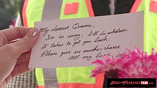 smokin hot brunette ravishes delivery man wildly