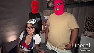 sailor cutie gets pounded in boat by her two hot captains 🔥🍑👅