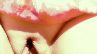 mature wife's huge shaved pussy lips swell from flashing and fingering fun