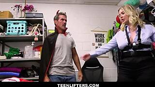 this cute tiny blonde shoplifter caught with guy strikes fuck deal with milf officer khloe kingsley jenna starr rusty nails