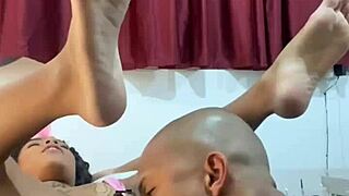 pretinha mika drops by to sit that ass on the black dude real nice