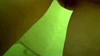 oiled slut's wet pussy lips exposed upskirt in mall shop