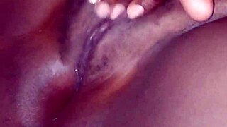 chubby amateur babe fingers her big shaved pussy up close pov