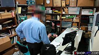 Mall cop ravages shoplifting teen's hairy pussy backstage hard