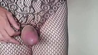 whoa, check out this sexy close-up fishnet bodysuit tease so hot