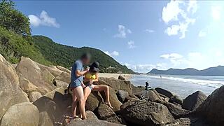 outraged passersby watch as she sucks cock publicly then begs for rough outdoor ass fucking