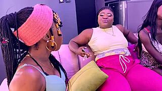 nigerian lesbians sneak licks on neighbors' juicy shaved pussies
