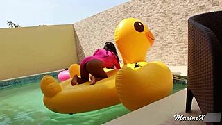maxine x squirts poolside with bbc toy in wet pussy.