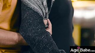 mature milf gags deep on young cock for pussy slam