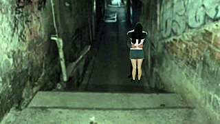 curvy brunette moans rough outdoor with tattooed stud post-party