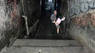 curvy brunette moans rough outdoor with tattooed stud post-party