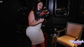 tokyo leigh strips teasingly at vegas magic maze show