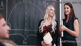 guy caught jerking to teacher's chalk boobs beds lesbian threesome