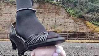 japanese crossdresser crushes soft toys in fetish frenzy.