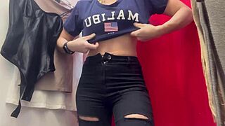 Changing Room Spy Catches Big Tits and Nipples Undressing!