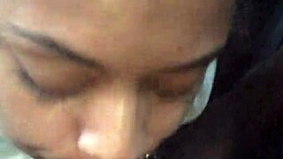 sultry ebony teases public car blowjob