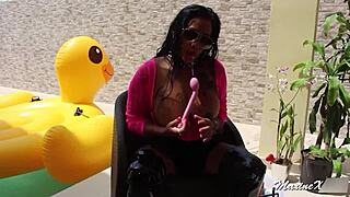 maxine x squirts poolside with bbc toy in wet pussy.