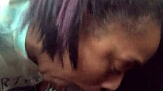 sultry ebony teases public car blowjob