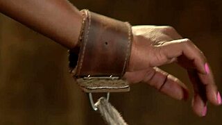 Bound Ebony SPANKED ANAL HOOKED Hard!